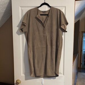 Vince Suede Taupe Women's Tunic Top